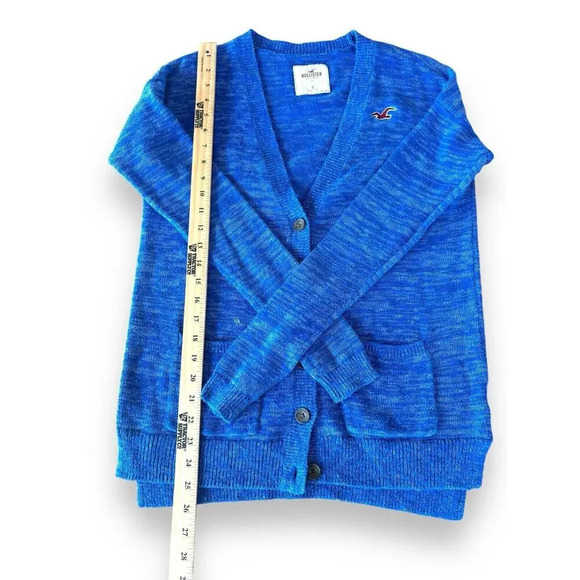 Hollister Women's Blue Knit Long Line Open Front Cardigan Sweater Size Small - Picture 10 of 13